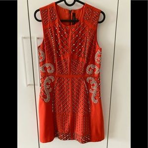 Anthropologie Ranna Gill Orange Beaded Dress